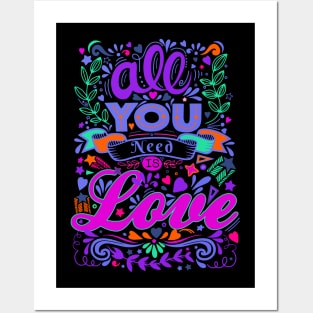 Retro Pop Art Lyrics - All You Need Is Love 2 Posters and Art